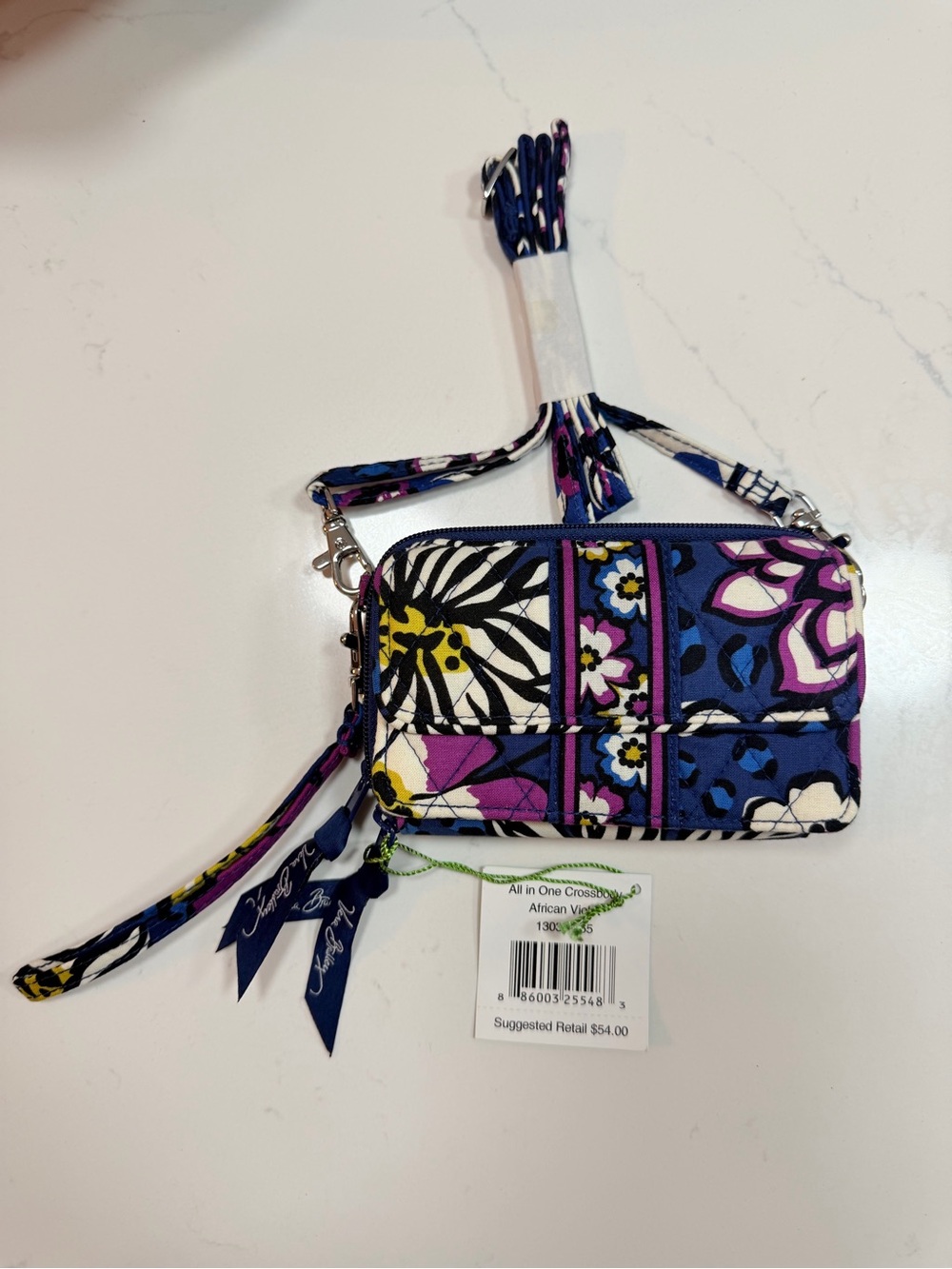 Brand New with tags, Vera Bradley all in one crossbody, wallet, handbag violet